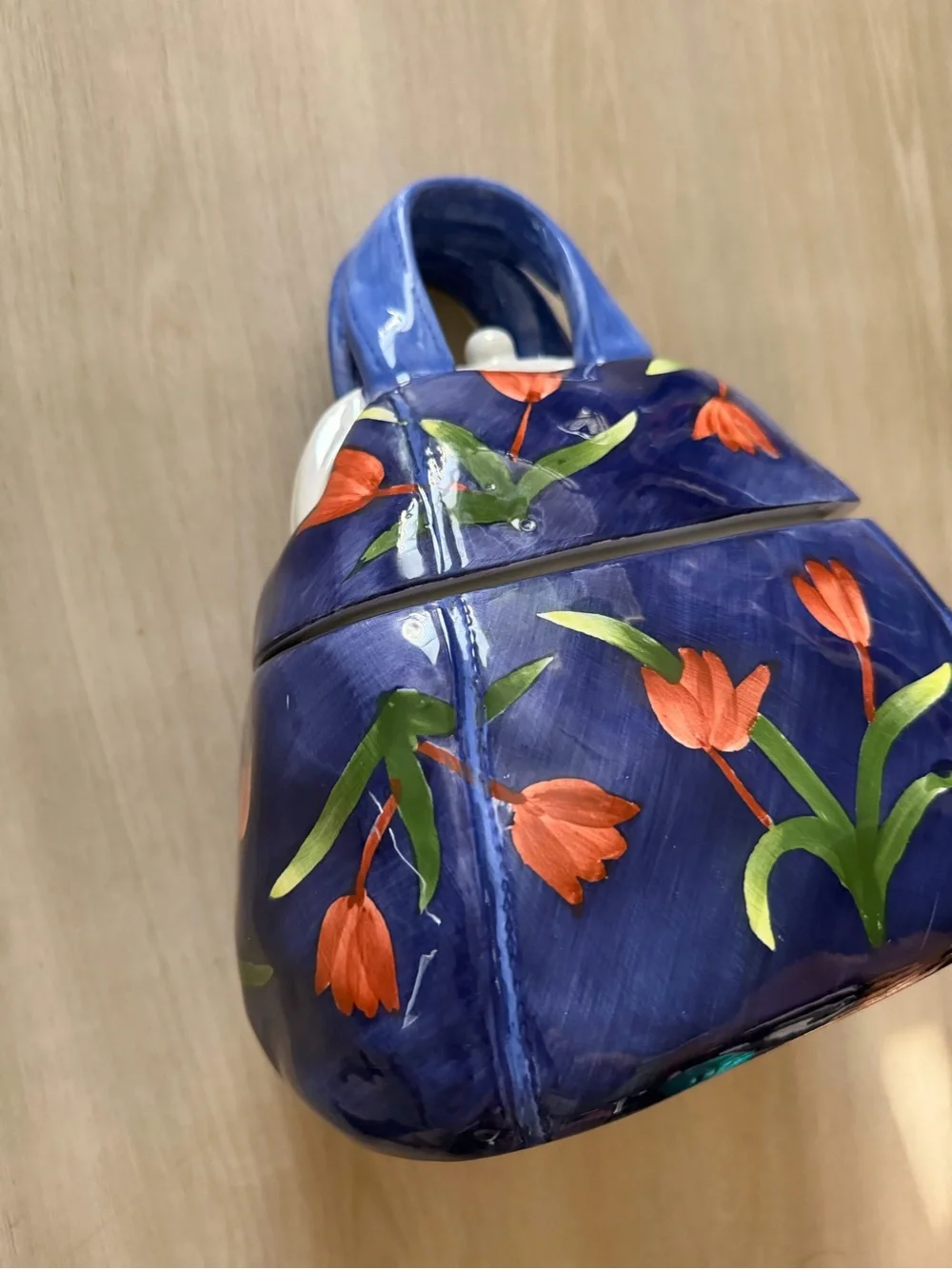 Vintage WCL Ceramic Pocketbook Cookie Jar - Hand Painted Floral